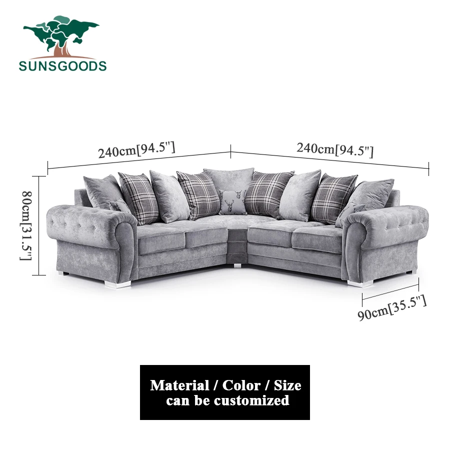 Modern Style Best Living Room Modern New Design Wooden Turkish Living Room Furniture Fabric Corner Sofa