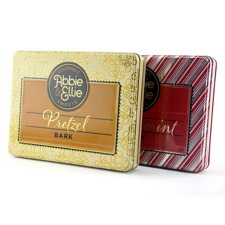 Новые прямоугольные жестяные банки для конфет красного цвета для свадьбы, жестяная коробка для конфет пищевого класса, прямоугольные жестяные банки для конфет