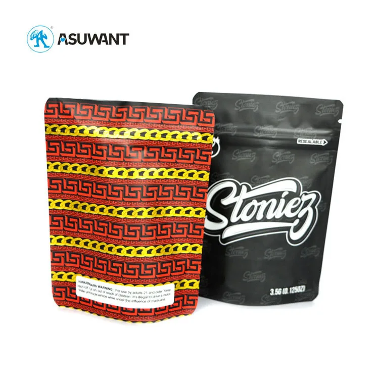 Custom Printed Logo Storage Laminated Candy Sealable Child Proof Nicotin Eco Friendly 3.5g Mylar Packing Bag
