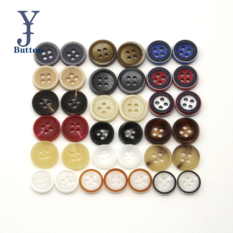 Yong Ji Factory 11.5mm 4 Holes Small Button Round  Resin  Button White or Black For Shirt And Baby Coat Plastic Material
