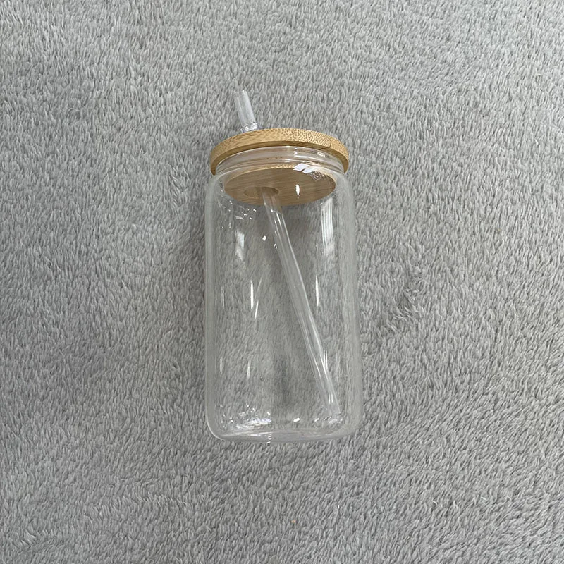 Hot sale Beer Shaped Glass suitable 12oz 16oz  iced coffee glass with clear plastic straw for vinyl for Sublimation Transfer