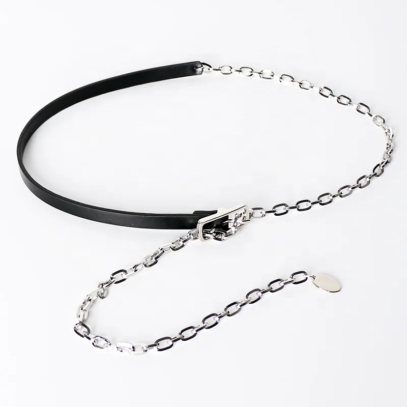 Fashion decorative belt double spelling PU alloy ladies metal waist chain