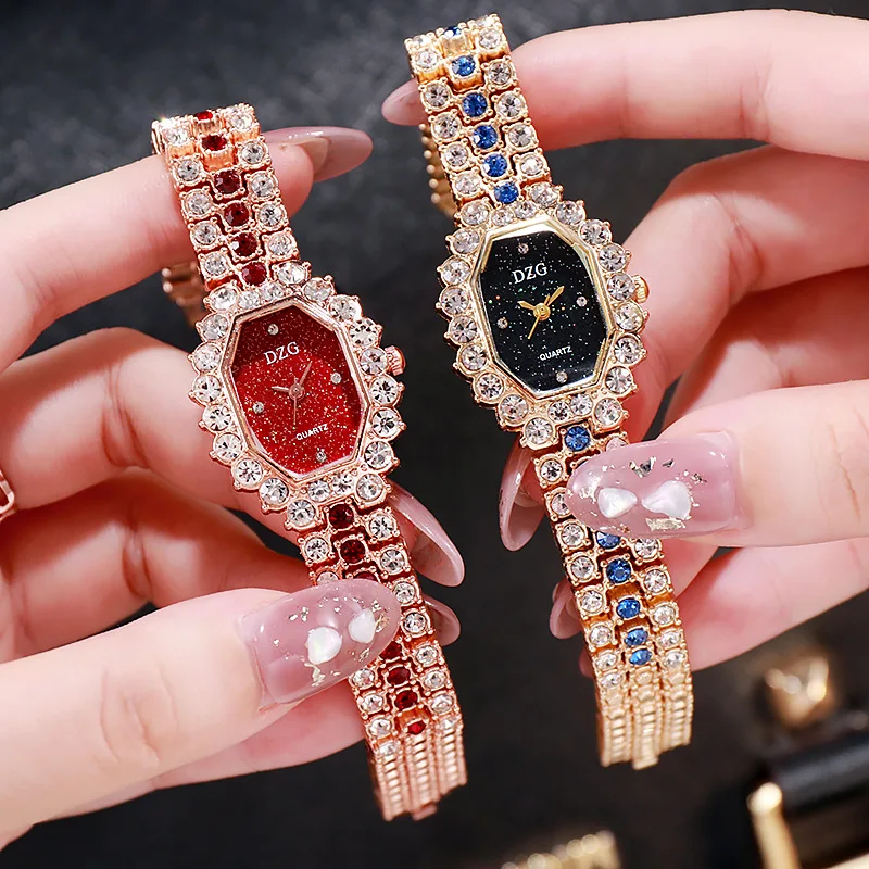 New Ladies bracelet square dial watch full diamond fashion casual starry sky watch
