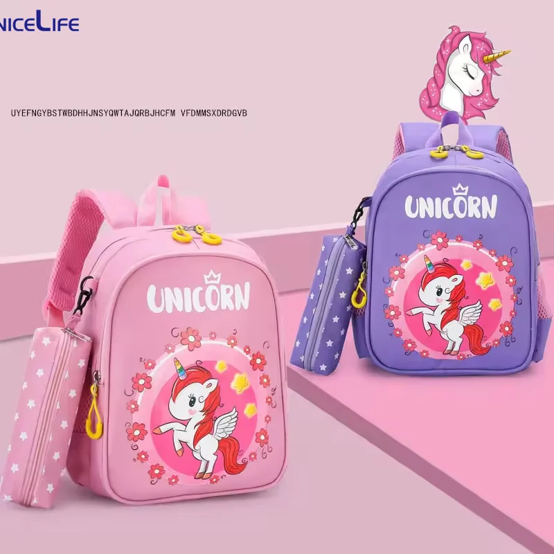 Wholesale Children School Bags Pink Cartoon Backpack For Kids Backpack School Bags with Pen Bag