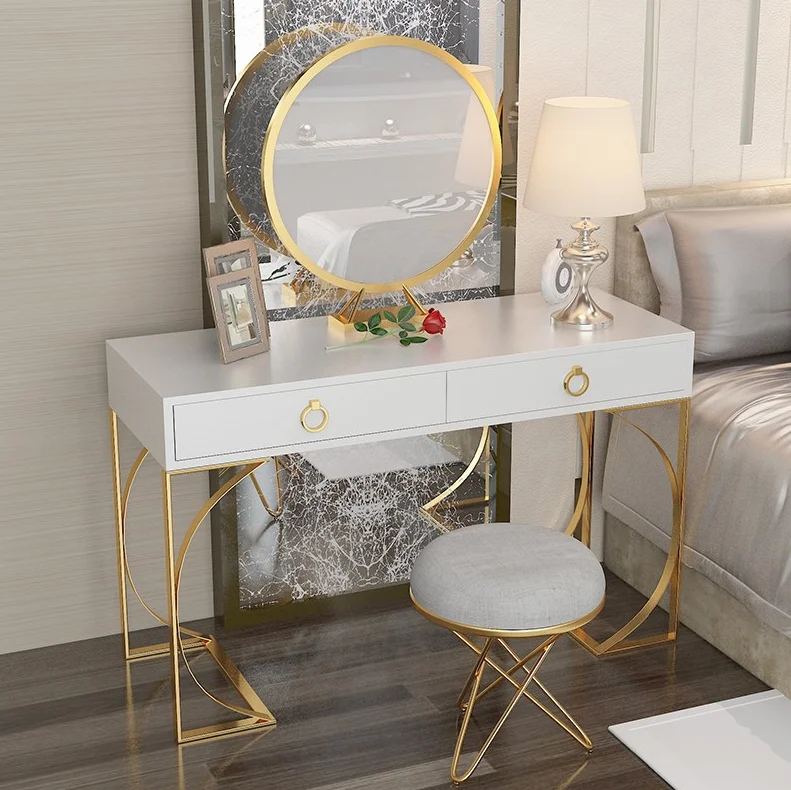 bedroom sets Modern white wooden Iron fram dressing table