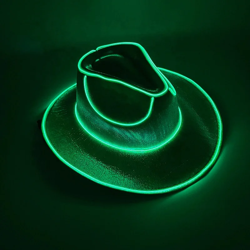 2024 western pink men costume dree up sequin jazz led light up shiny party festival christmas cowgirl cowboy hat cap