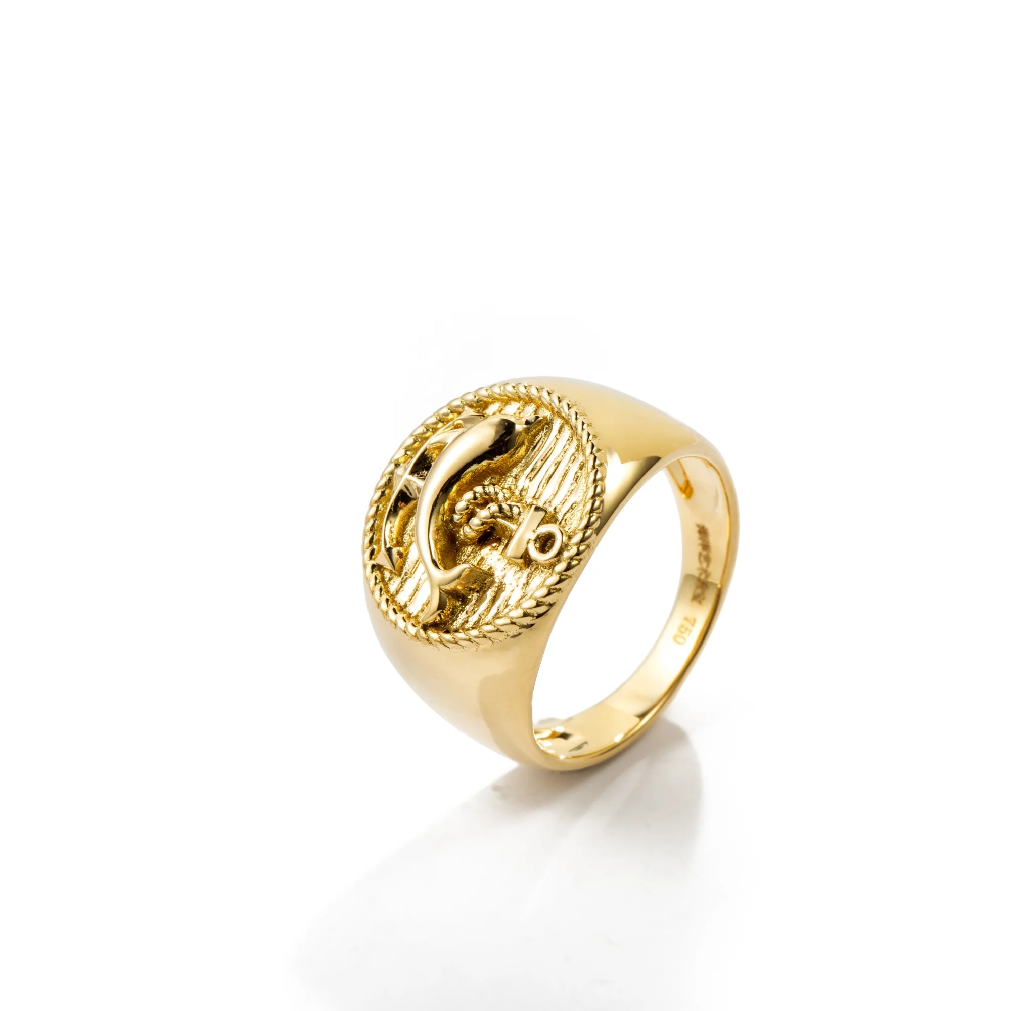 
YiYuan jewelry custom Ocean series jewelry 18k gold Couples dolphin ring Christmas presents hip hop fashion pop couple rings 