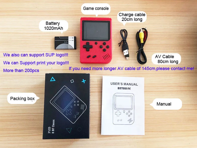  Портативный мини SUP Ретро видео игровые консоли коробка Consola 400 В 1 игры с геймпадом sipport двойной