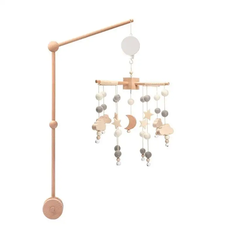 3 pcs Baby Crib Mobile Rattle Toys With Music Box Bracket Educational Toy Nordic Hanging Decor Accessories Gifts Wooden Bed Bell