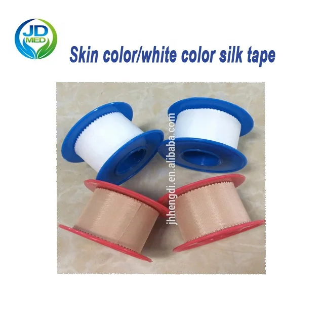 Breathable silk surgical plaster for easy tear medical adhesive silk plaster/skin color silk tape