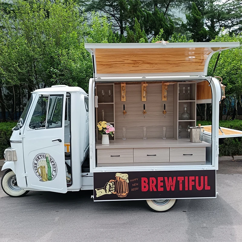 Cute Little Food Truck Mobile Street Coffee Trailer Electro-Tricycle BBQ Candy Food Cart Multifunction Ice-Cream Car