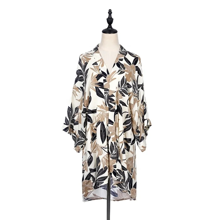 
Wholesale One Size Tropical Summer Women Clothing Soft Rayon Floral Printed Women Kimono 