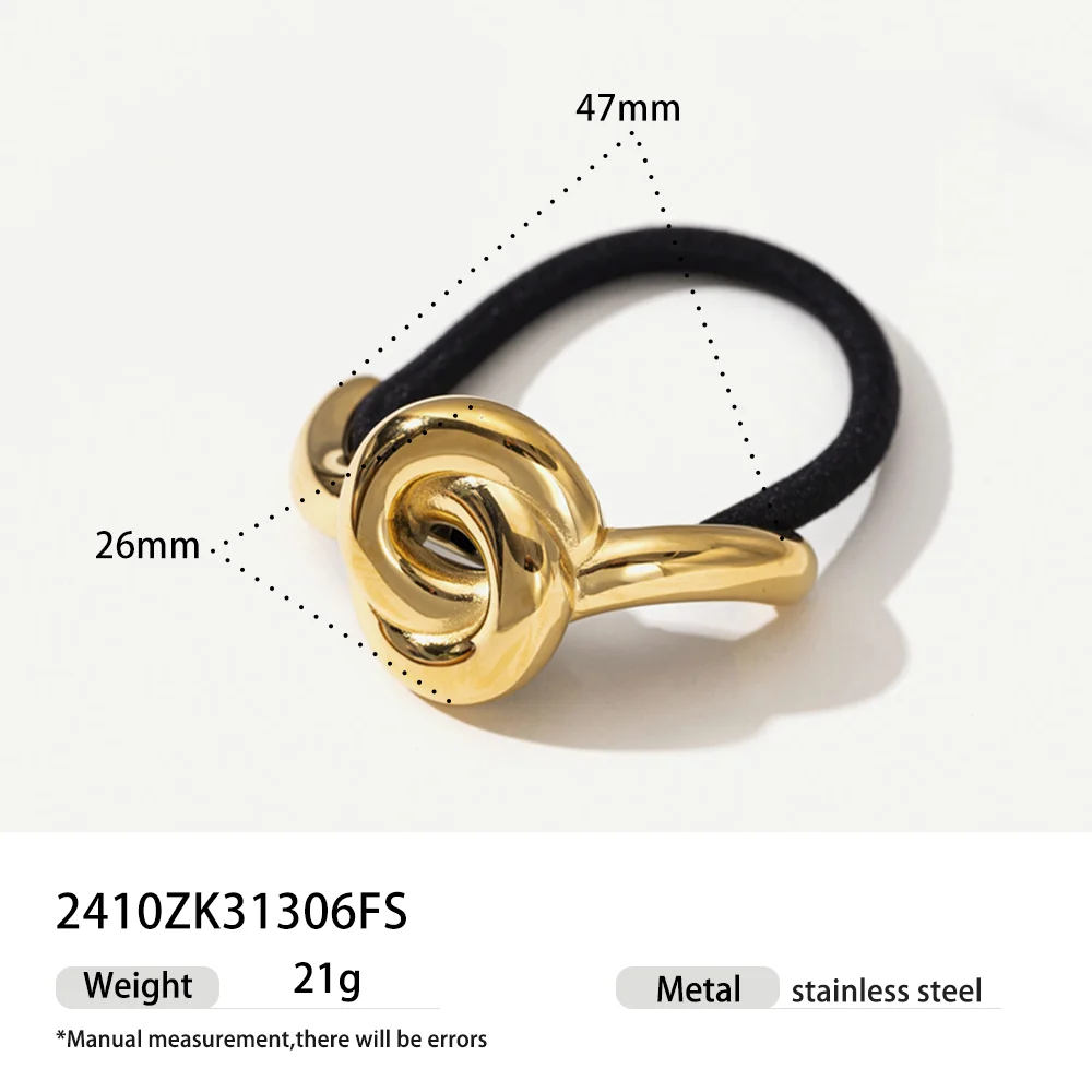 18K Stainless Steel Hair Ties Spiral Dome Waterproof Rectangle Square Framed Together Arch Hair Accessories Pony Cuff For Women