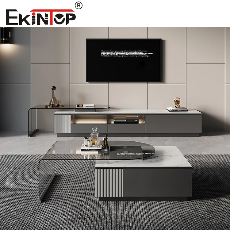 Ekintop modern luxury home furniture tv stands and coffee table set wall unit tv table media console tv cabinet for living room