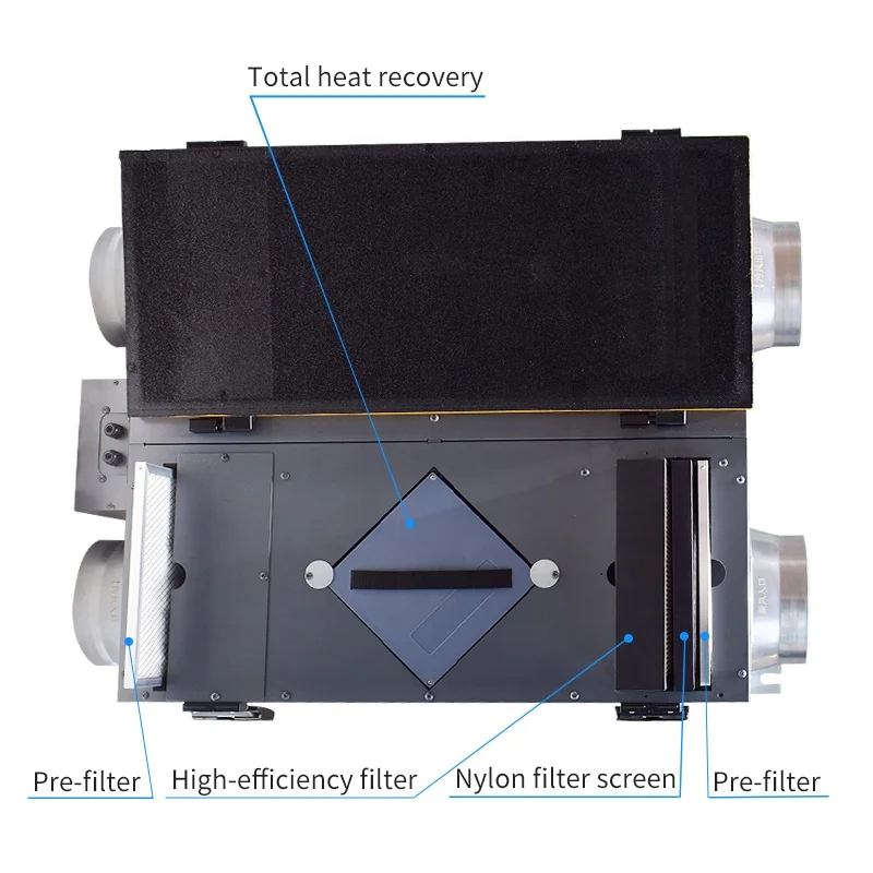 Modern Intelligent Home Ventilation Unit with HEPA Filter Fresh Air Exchange Wireless Electric Power Household Use EU Plug Type
