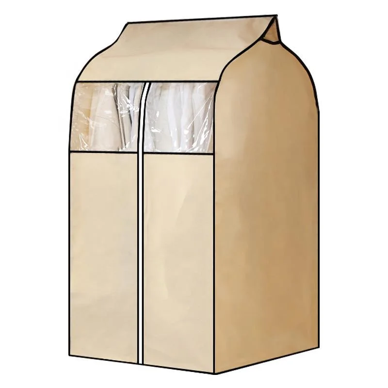 Long hanging garment bags overcoat protect bag clothes organizer storage bag dust cover with clear window and zipper