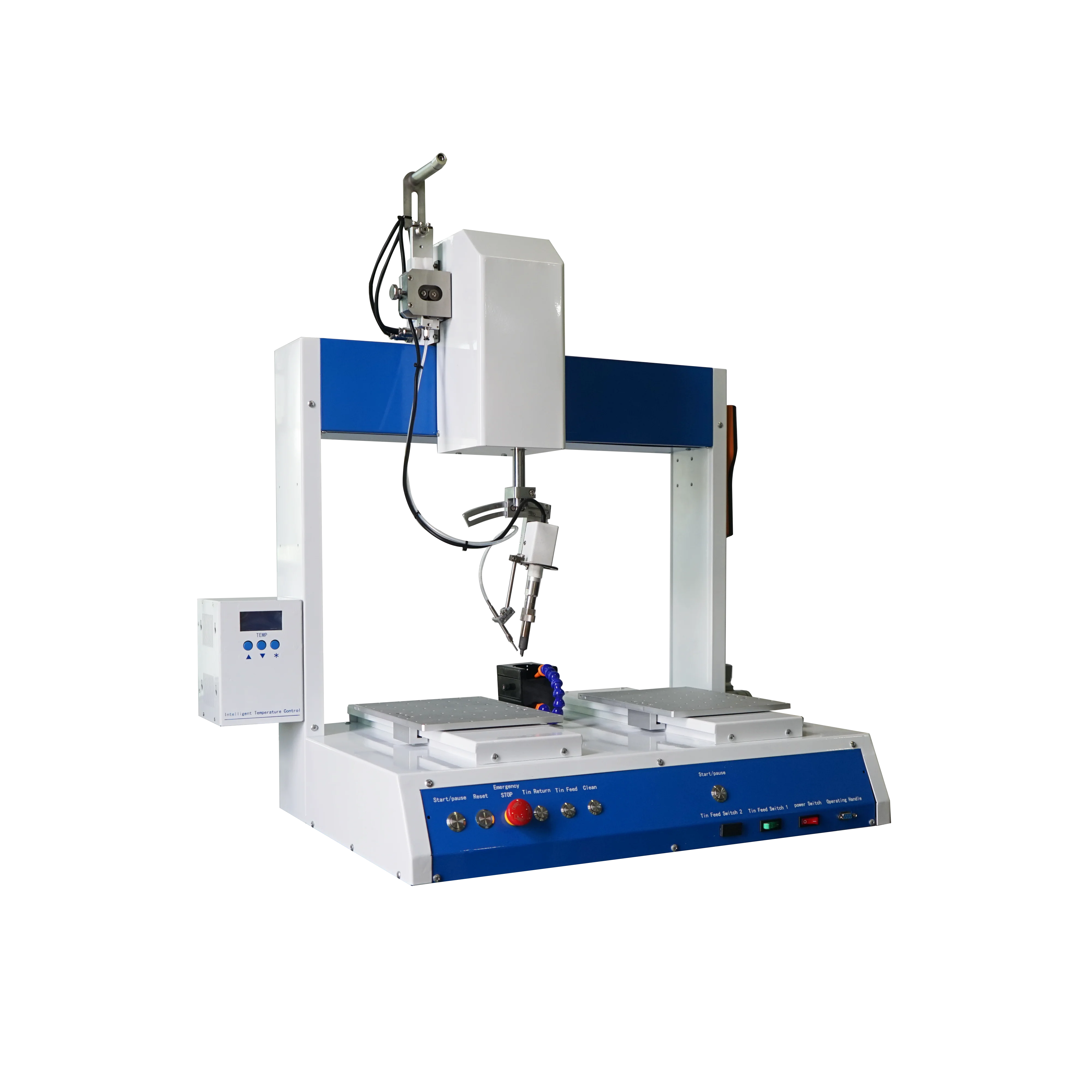 Led Strip PCB board  Cable Connector Automatic Soldering Machine With Single Soldering Head & Double Work Platforms with R Axis