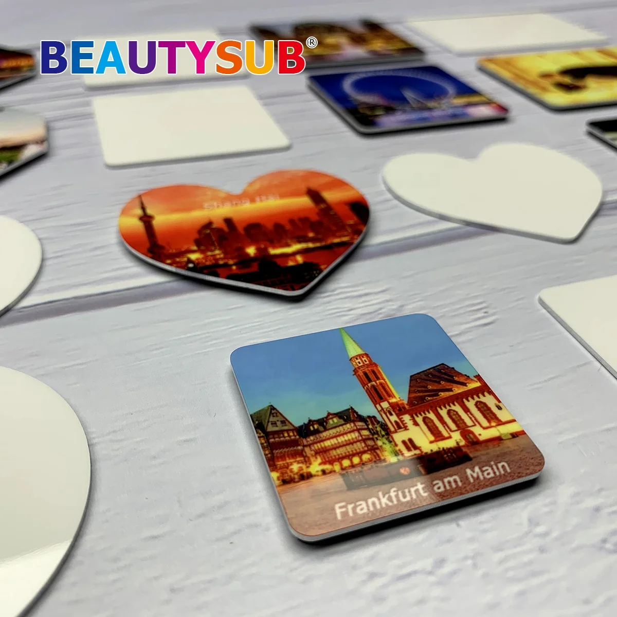 Beautysub 1 15 мм LS-CM001 глянец Белый HD Сублимация алюминиевых ножках с регулируемой длиной металлический магнитный для печати на магните холодильник