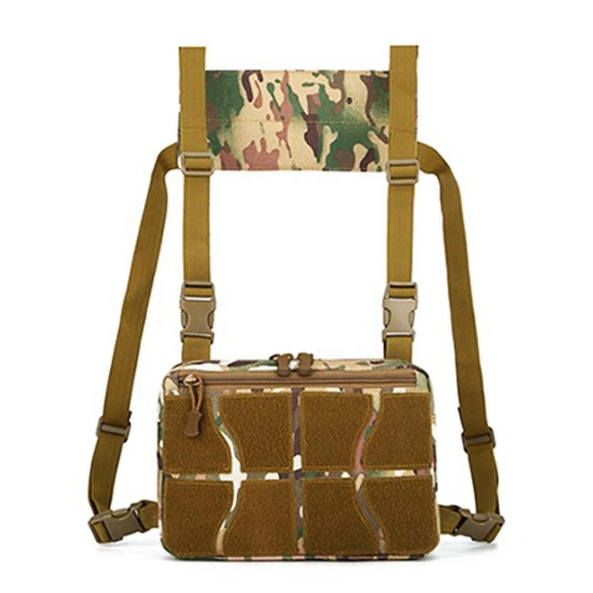 Tactical Inspired Unisex Sports Utility Chest Pack Outdoor Chest Bag Built-In Phone Holder Shoulder Strap Lock Chain Button