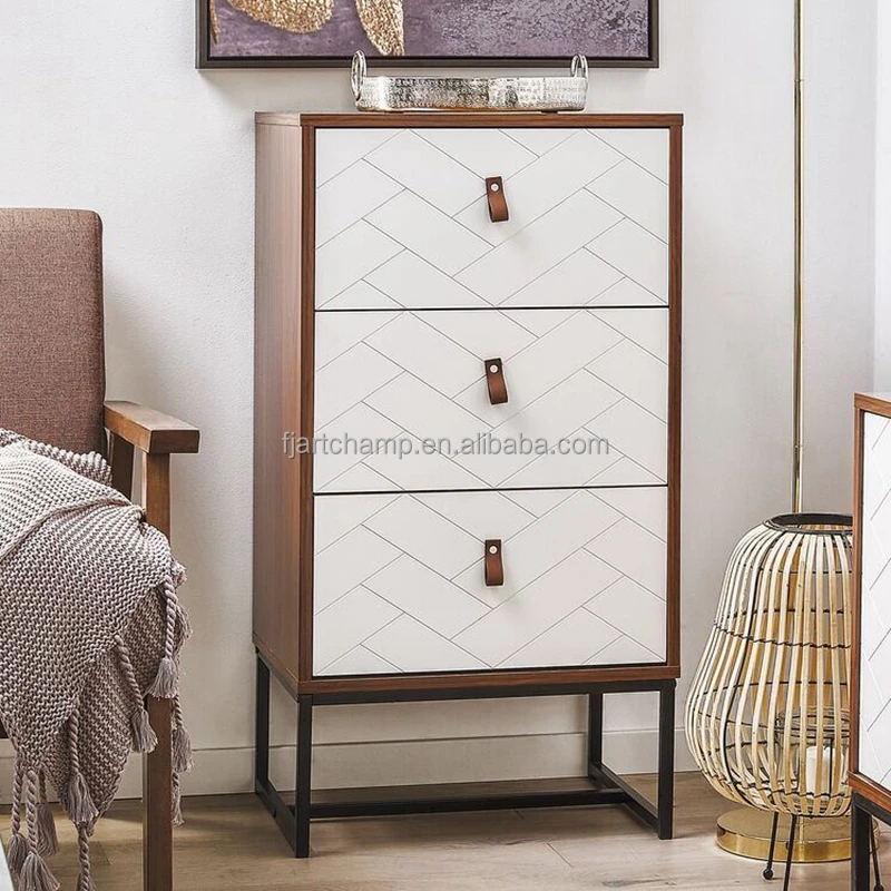 Cheap Panel Furniture Bedroom Modern Bedside Table Chest of 3 drawers