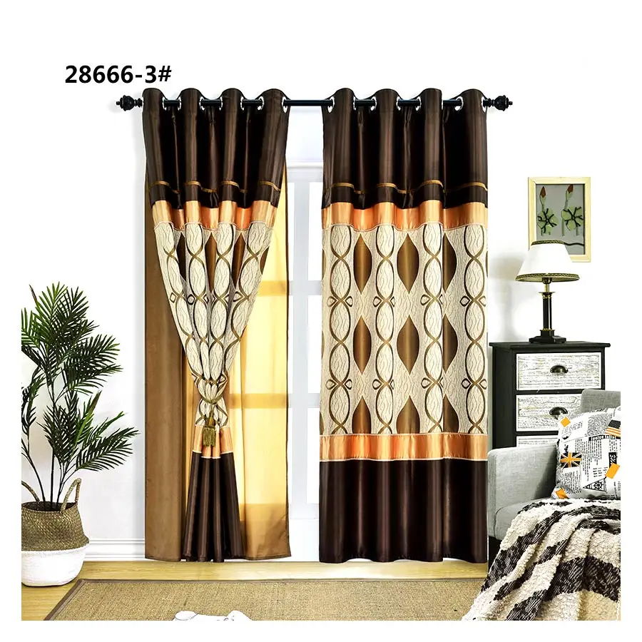 French Window Joint Embroidery Curtain Panels Turkish Window American Curtain Designs Material Samples