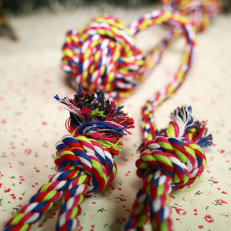 
Support sample custom Hand pull long tail interactive pet toy pet rope toy pet toy ball 