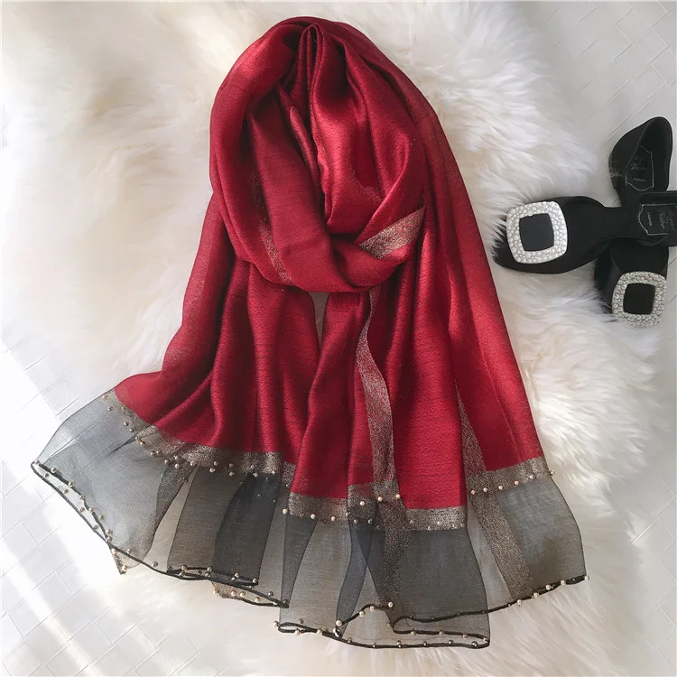 Dubai Popular Stylish Sexy Girl Colorful Gloden Glitter Women Muslim Hijab Beach Indian Silk Shawl Scarf