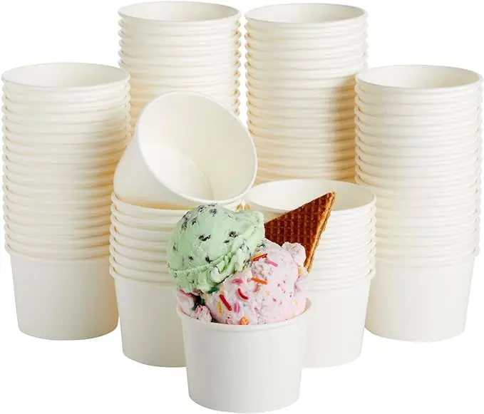 New Design Ice Cream Cups With Customizable Logo Disposable Ice Cream Cups With Lids For Kids Kraft Paper Ice Cream Cups