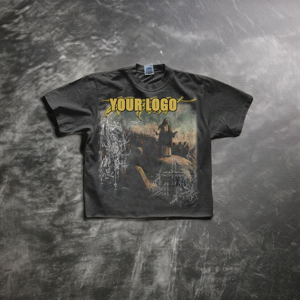 Manufacturers for customs clothes dtg printed cotton tees graphic boxy acid wash t shirt distressed tshirt for men