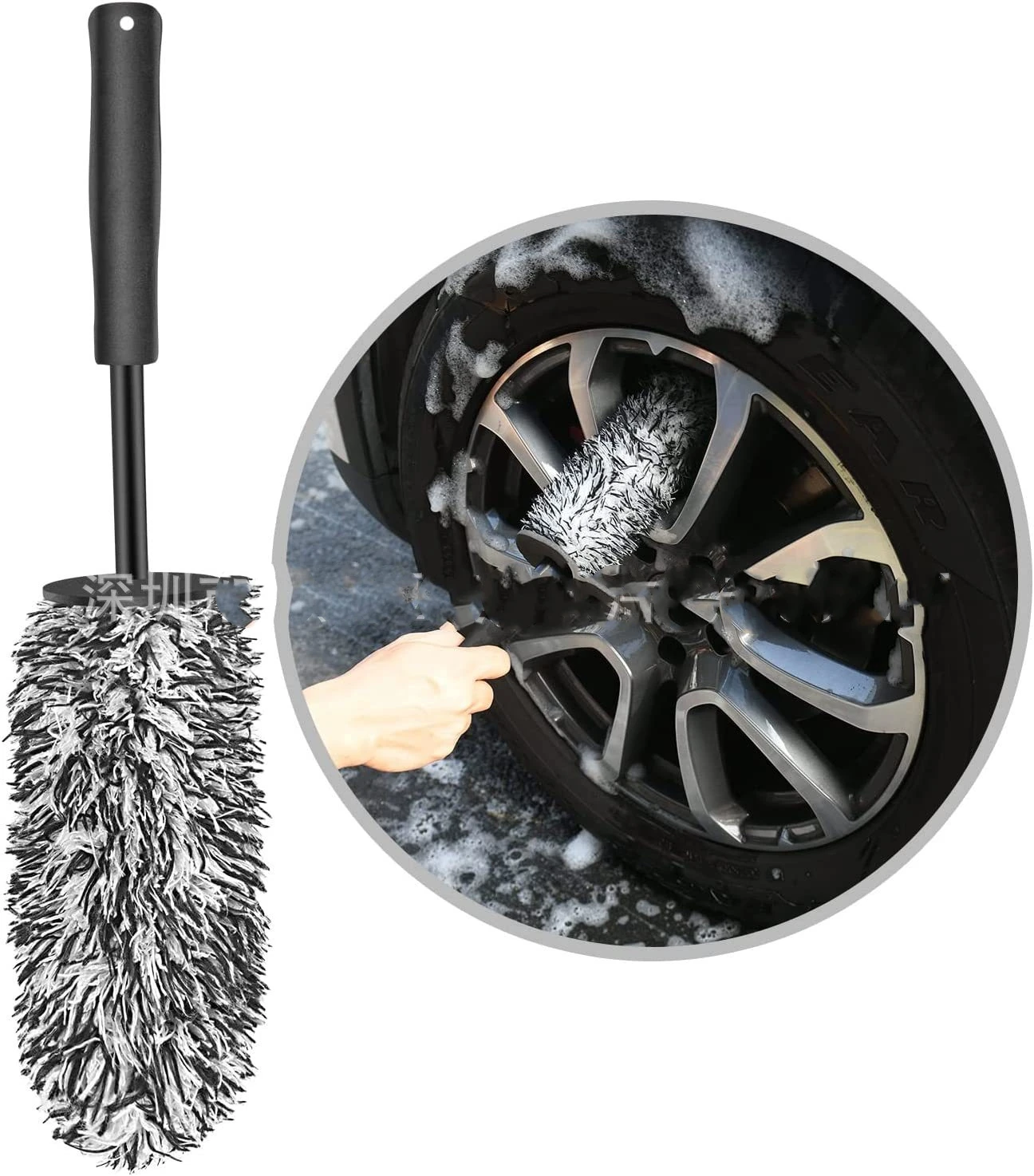 China Produce KOREAN Microfiber Wheel Long Handle Brush Cleaner Car Care Detailing / Scratch Free/Auto Dust Whisk
