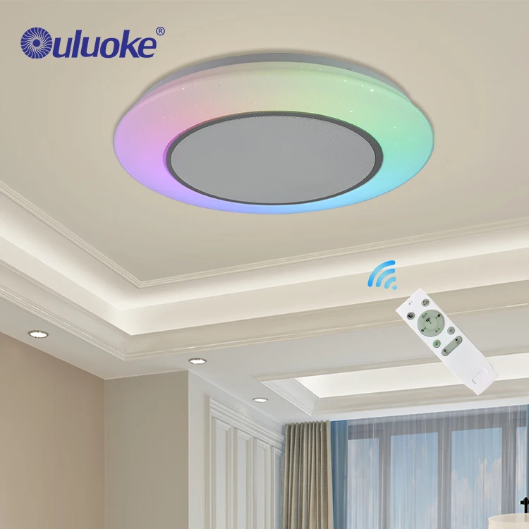 Bedroom 36W RGBW Dimmable Lighting Smart Control Round Music Ceiling Lamp With Blue Tooth Speaker