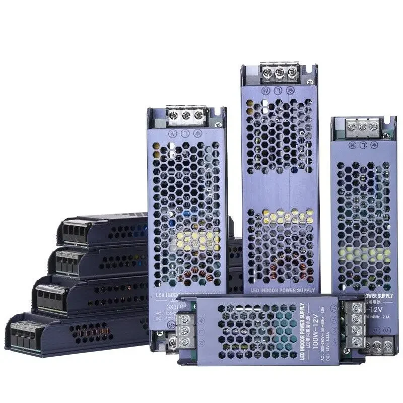 Thin AC DC 12V/24V Switching Power Supply 36W/60W/100W/150W/200W/300W/400W Light Strip Variable Voltage Driver