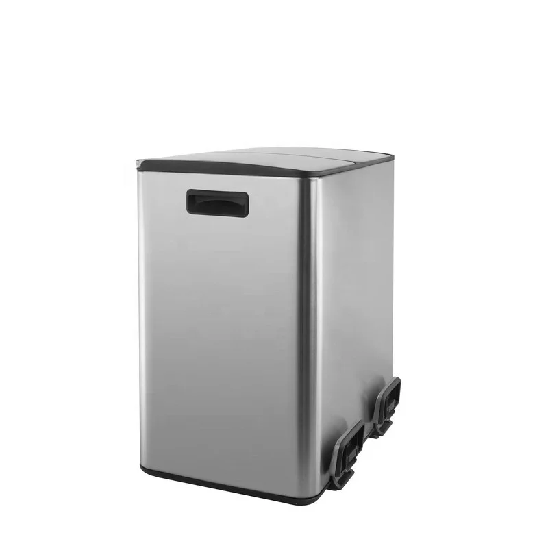 Waste Paper Bin Dust Powder Container Self Sealing Stainless Home Product E asy Hold Behind Recycling Trash Can