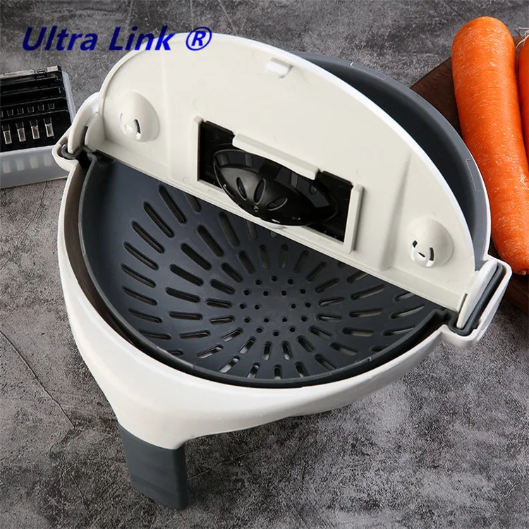 
Multifunction Vegetable Slicer with Drain Basket Magic Rotate Vegetable Cutter Portable Chopper Grater 