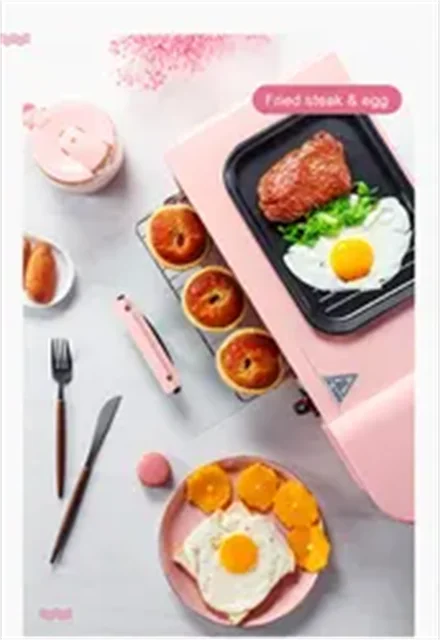 3 in 1 Multifunction Breakfast Maker Set Machine Sandwich Toaster Electric Oven Coffee Maker Multifunction Mini Bread