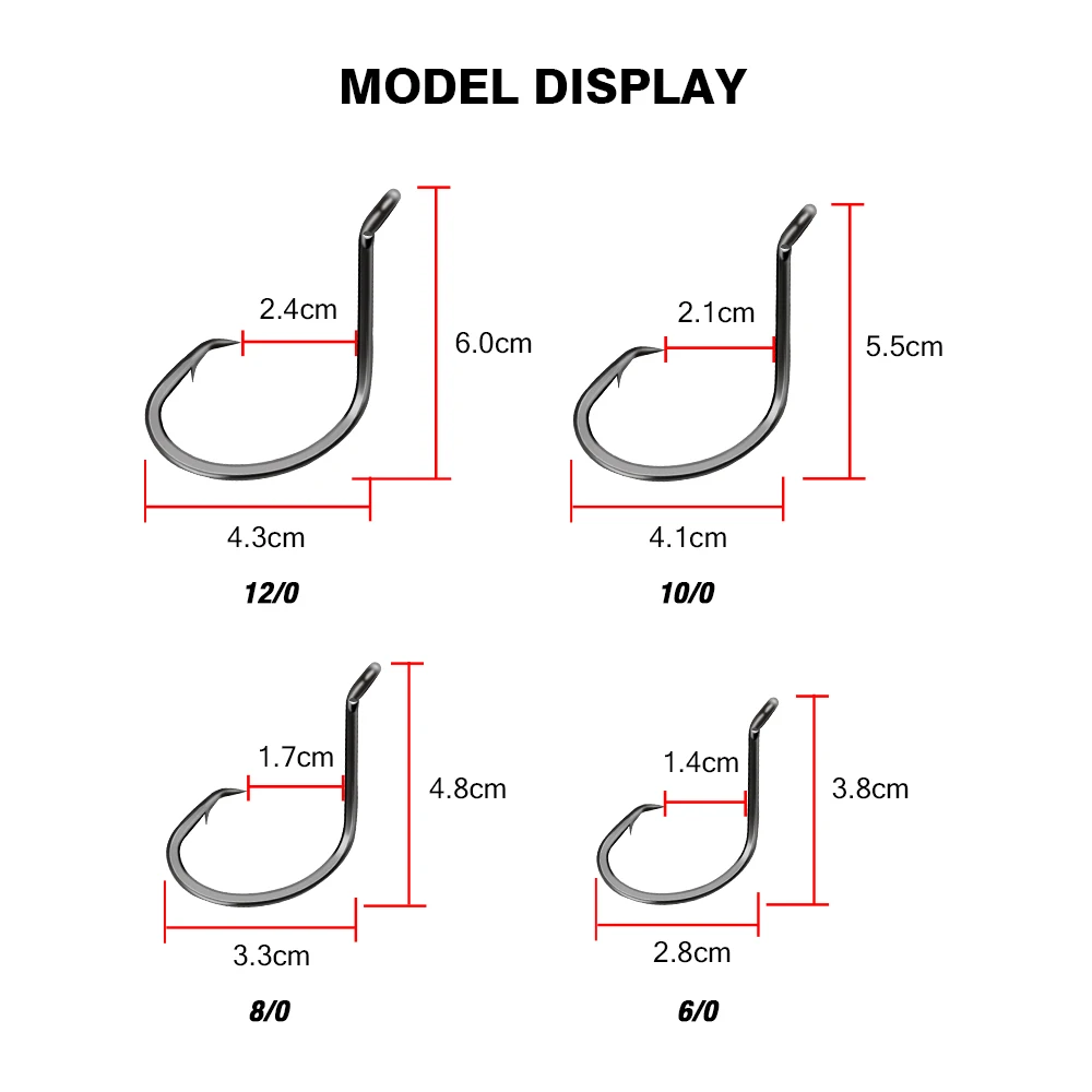 6/0 8/0 10/0 12/0 5X Hooks high carbon-steel Catfish Offset Wide Gap Octopus Hybrid Circle Hooks