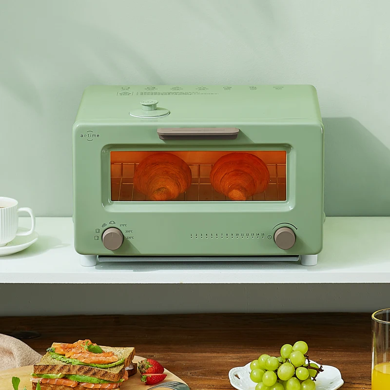Высококачественная Паровая духовка, мини-тостер, бытовая зеленая мини-духовка для выпечки на 10 л