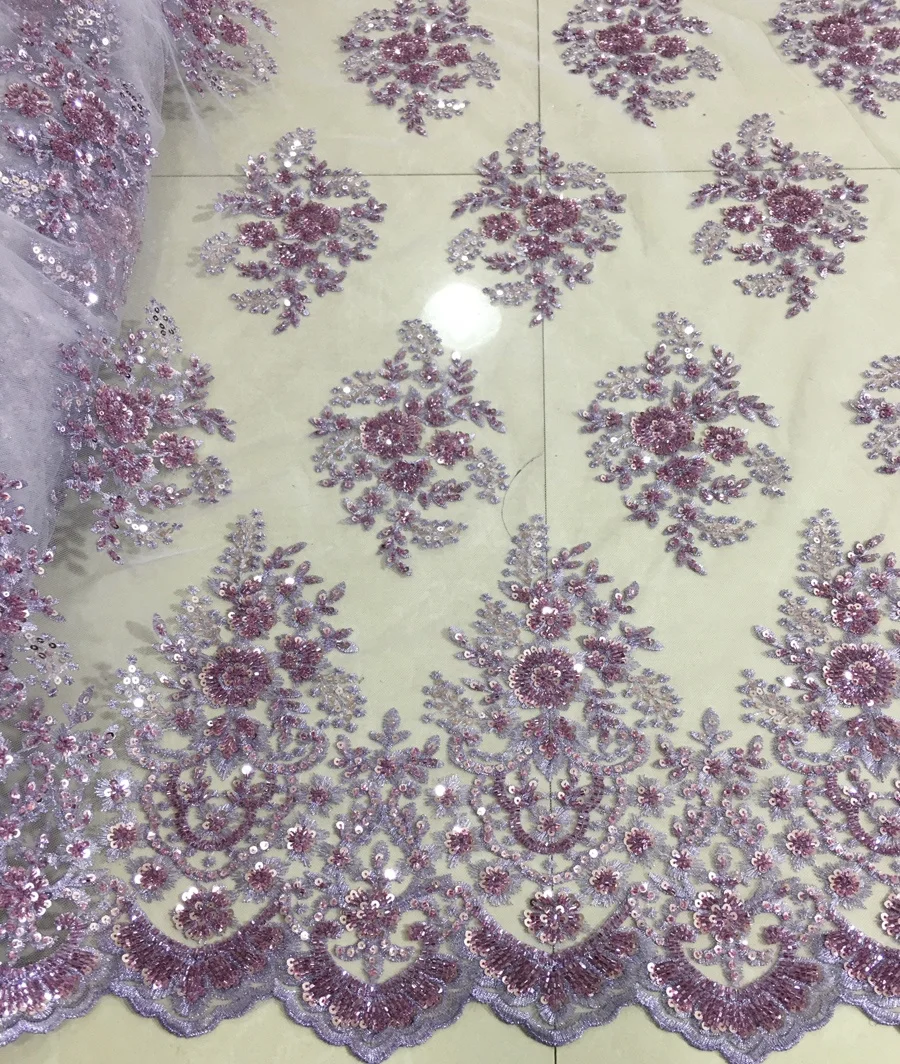 hot selling new design machine beaded sequins embroidery tulle lace fabric for dresses or party, new designer dress fabric