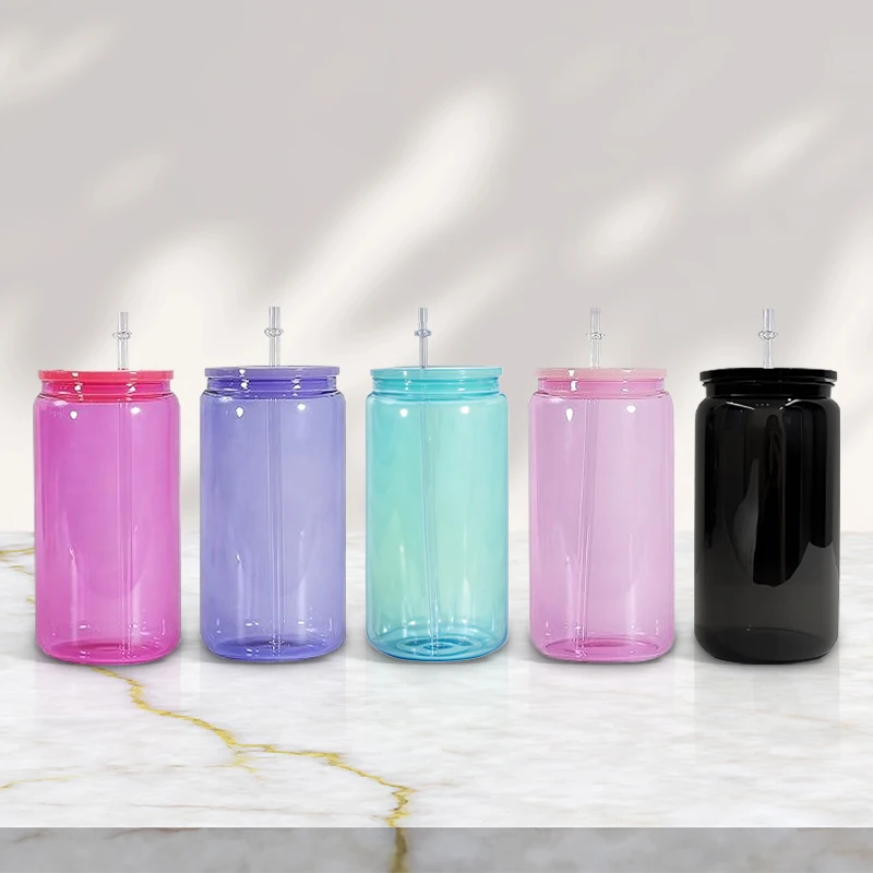 2025 Sells 16oz Acrylic Beer Mugs Reusable Eco-Friendly Jelly Colored Plastic Mason Cup Soda Cups With Straws for Vinyl
