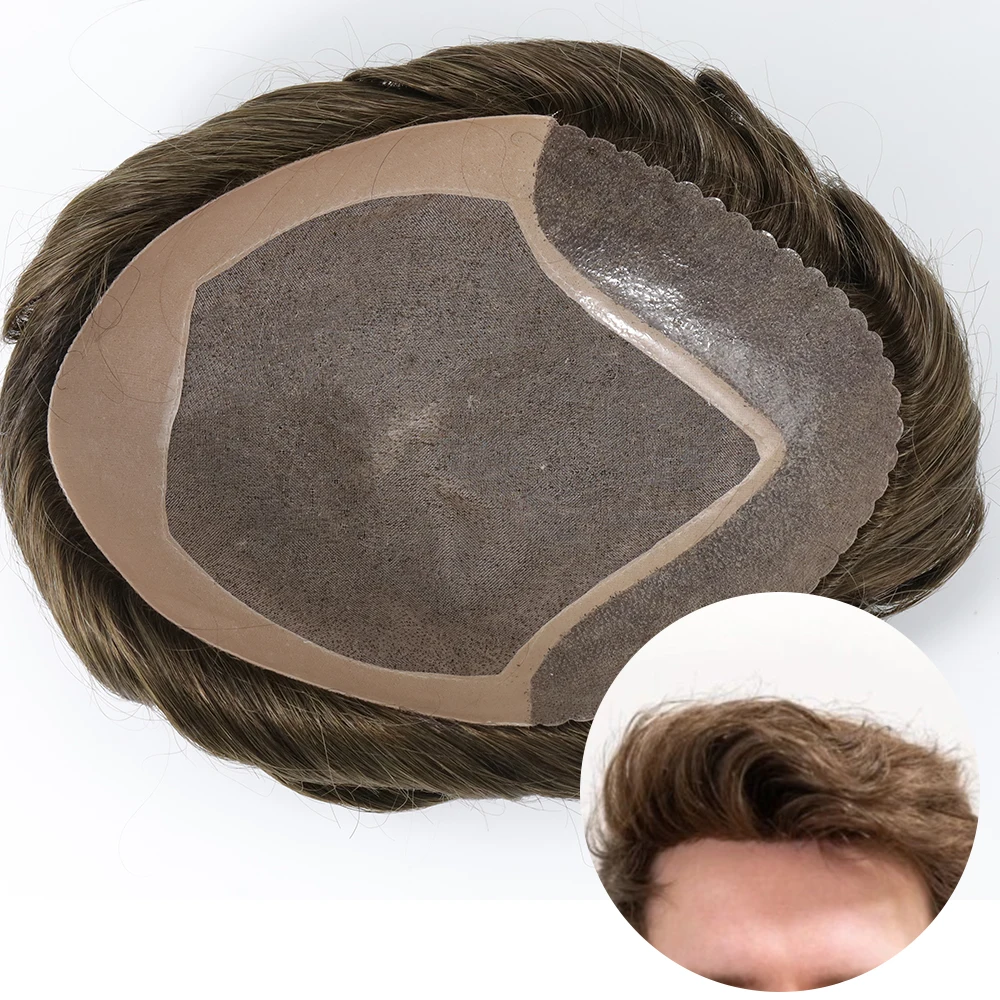 human hair ombre blonde system 9 x 7 inch men toupee hair pu mono lace