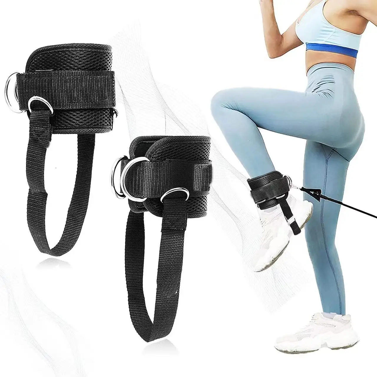Conway ASP001 Custom Logo Gym Workout Fitness Cuffs Leg Exercise Ankle Strap for Cable Machine