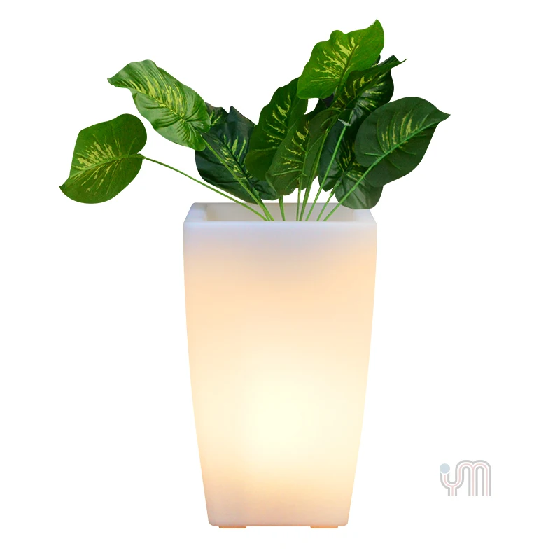 Indoor and Outdoor 16 Colors Change Luminous Square Plastic Led Garden Home Pot Light Flowerpot