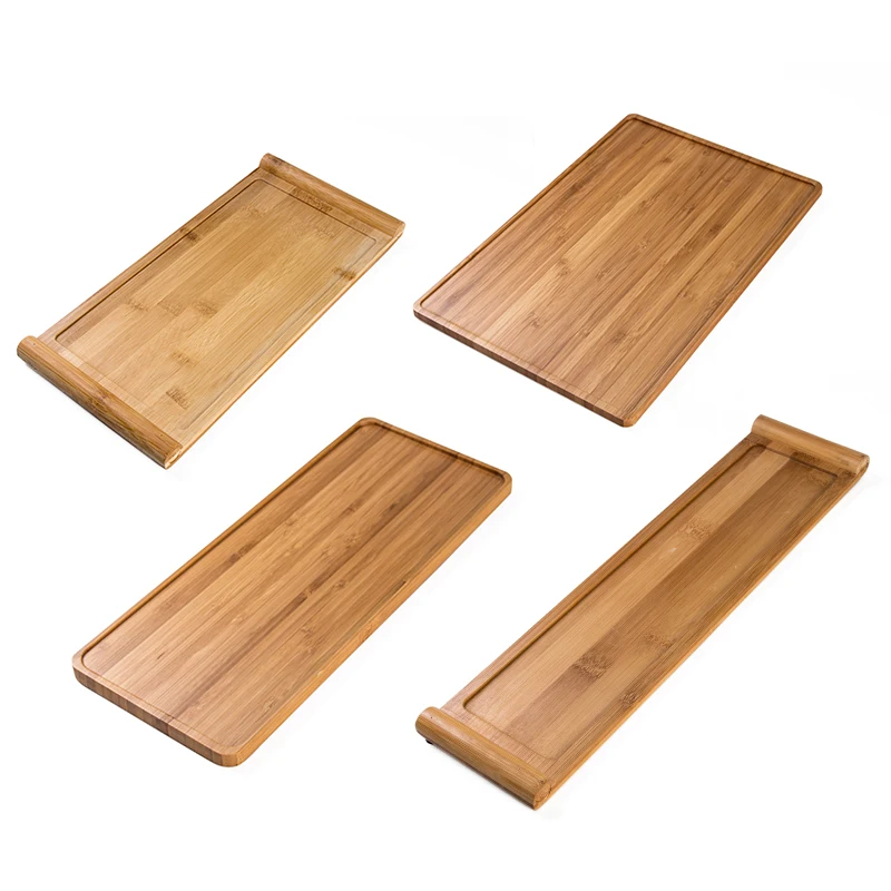 Wholesale High Quality China Eco-Friendly Custom Laser Logo Food Trays Wooden Trays Serving Bamboo Tray
