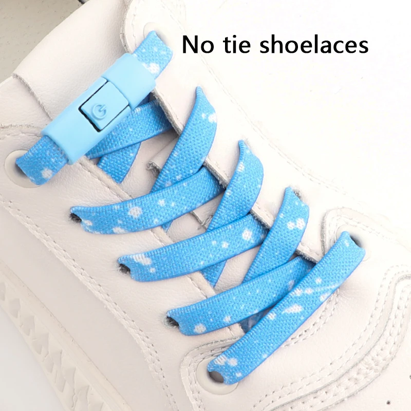 2023New Lazy Elastic Shoelace colorful Metal Button Press Buckle Flat Sneakers shoelaces No Tie Elastic Shoelaces
