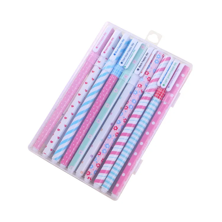 Creative color neutral pen cartoon student stationery 10 pen set office supplies signature pen