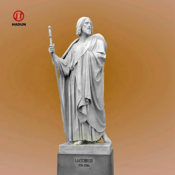 Outdoor Hand Carved Religious Saint Sculpture Marble St Simon Zelotes Statue