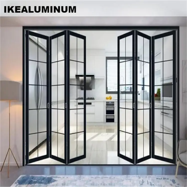 Ikealuminum 2024 Роскошная стеклянная тонкая рамка новая модная Складная Дверь Алюминиевая раздвижная дверь