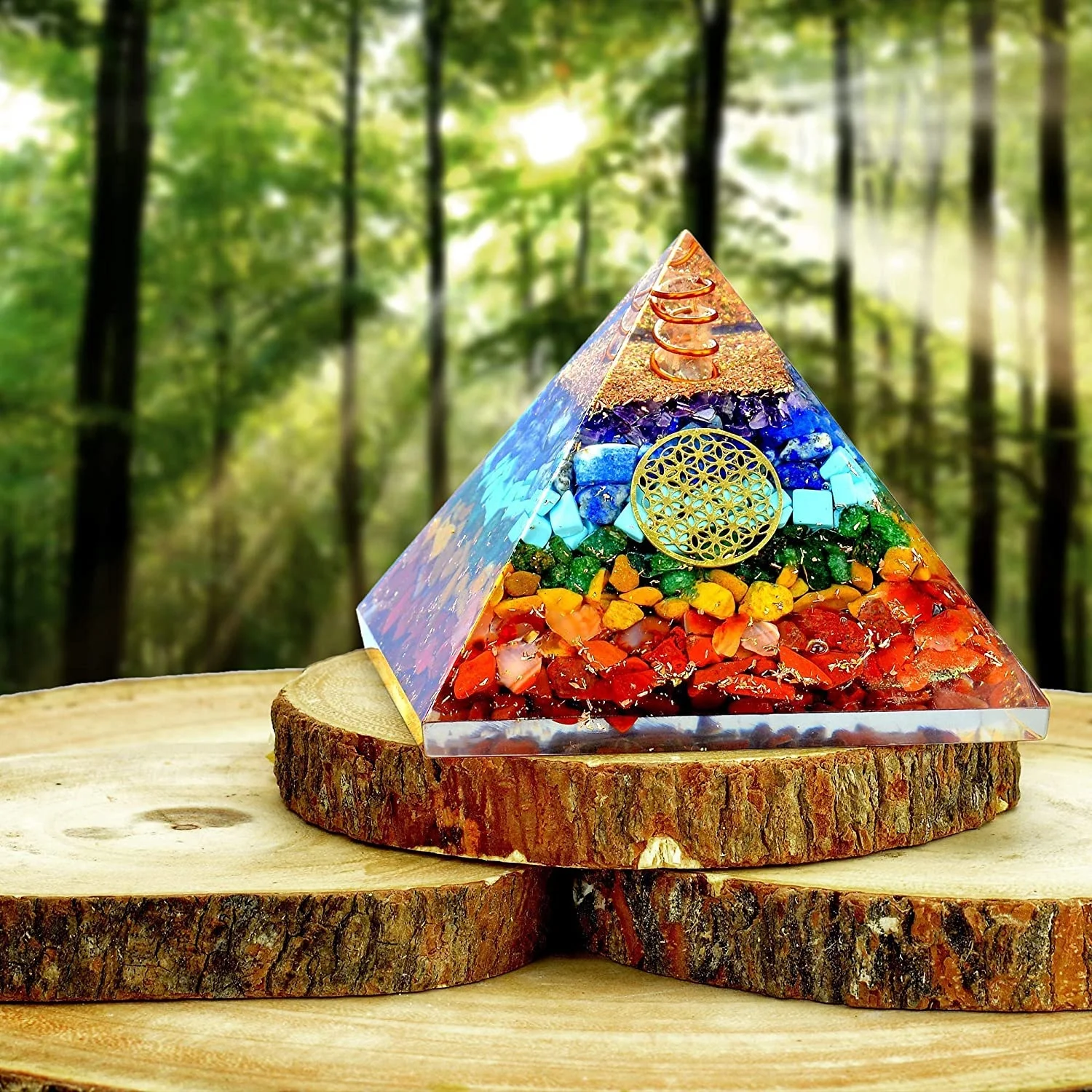 Harmonize Your Energy with Seven Chakra Orgone Pyramid Natural Healing Crystal Stones energy pyramid for Balance and Well being