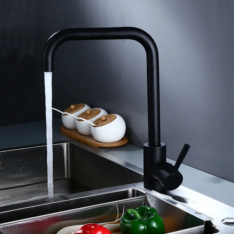 Современный дизайн водопроводный кран матовый черный с одной ручкой, с водяным знаком горлышко в форме смесители раковина для ванной комнаты