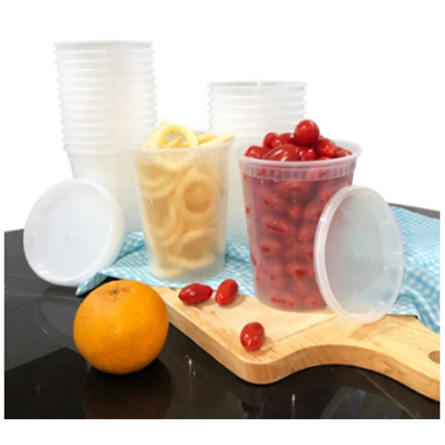 16 oz Plastic Deli Container With Lids For Food 8 oz Round Jars